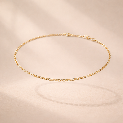 925 Sterling Silver Gold Plated Anklet – Delicate Oval Cable Chain | Minimalist Luxury Anklet for Women