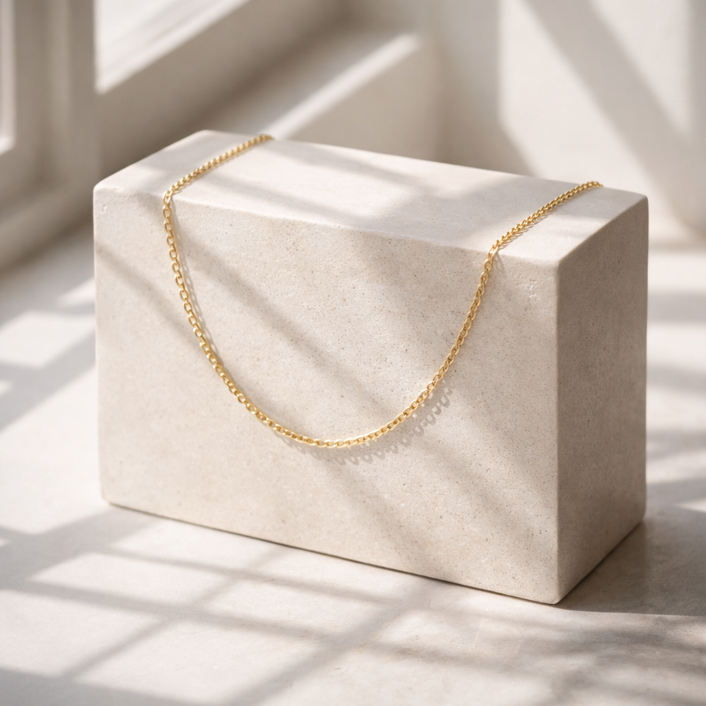 925 Sterling Silver Gold Plated Oval Link Chain Necklace – Delicate Minimal Fine Chain