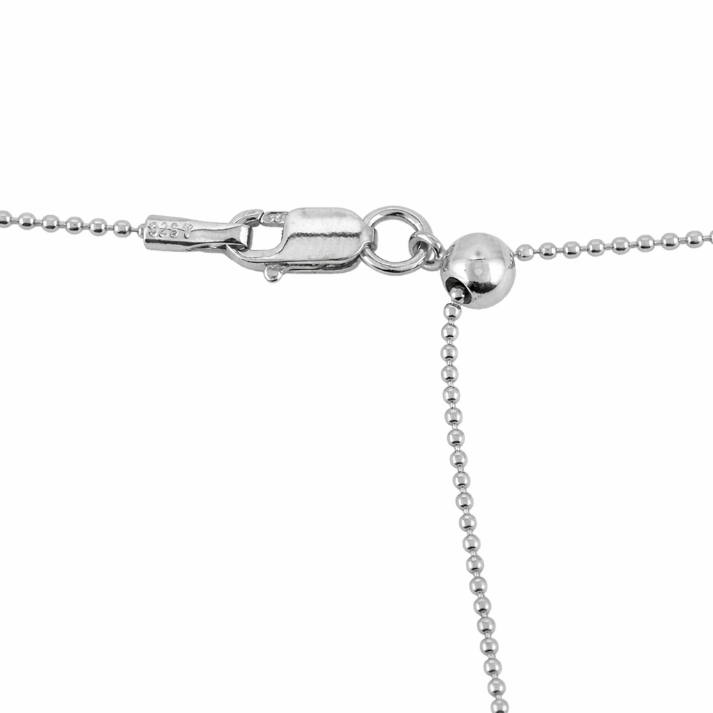 92.5 Sterling Silver Adjustable Ball Chain Necklace with Silicon Slider Ball & Lobster Clasp (16–22 Inch, 1.20mm)