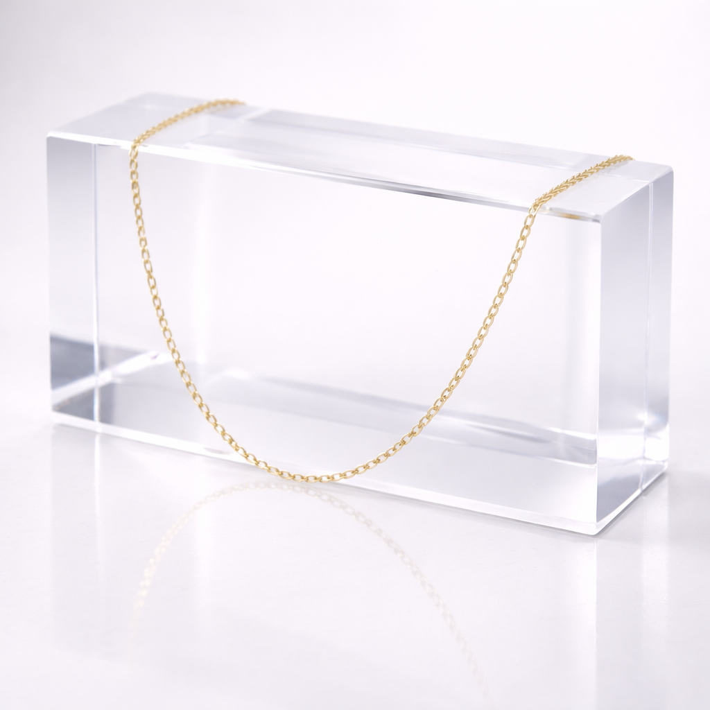 925 Sterling Silver Gold Plated Oval Link Chain Necklace – Delicate Minimal Fine Chain