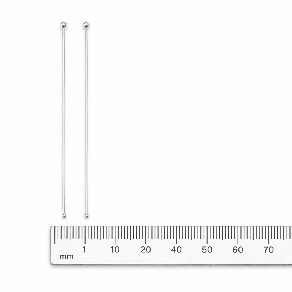 925 Sterling Silver Featherweight Ball Head Pins 60mm (10 Pcs) – Jewellery Finding