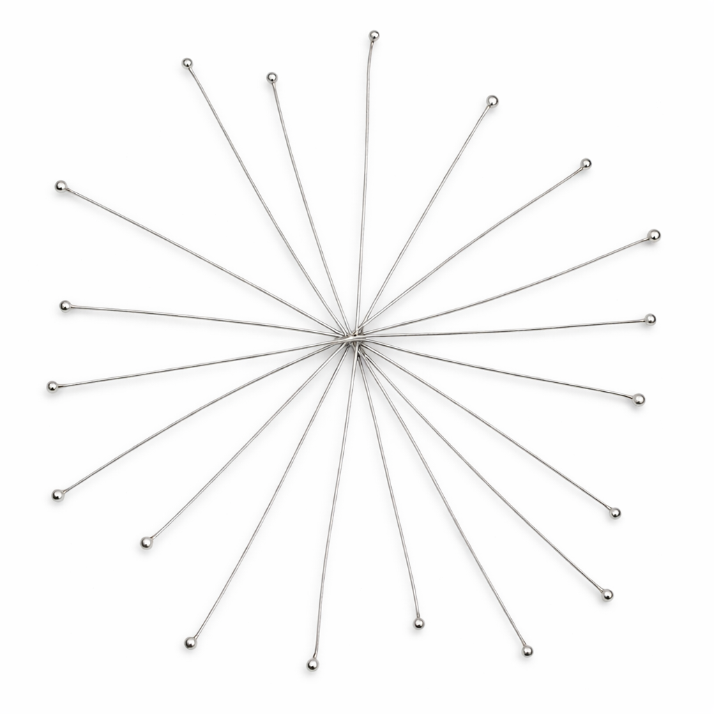 925 Sterling Silver Featherweight Ball Head Pins 60mm (10 Pcs) – Jewellery Finding