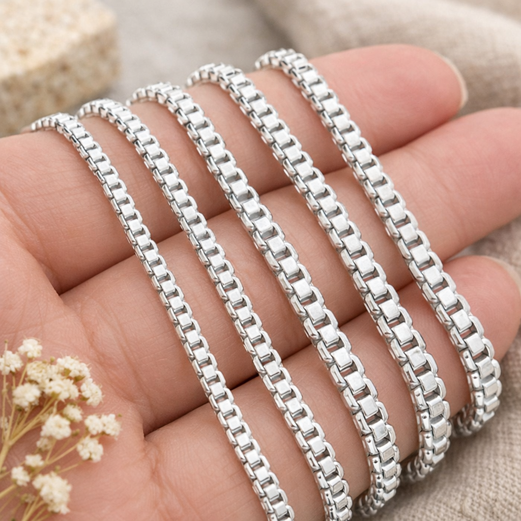 925 Sterling Silver Box Chain 1.1mm – Jewellery Chain (Sold Per Inch)