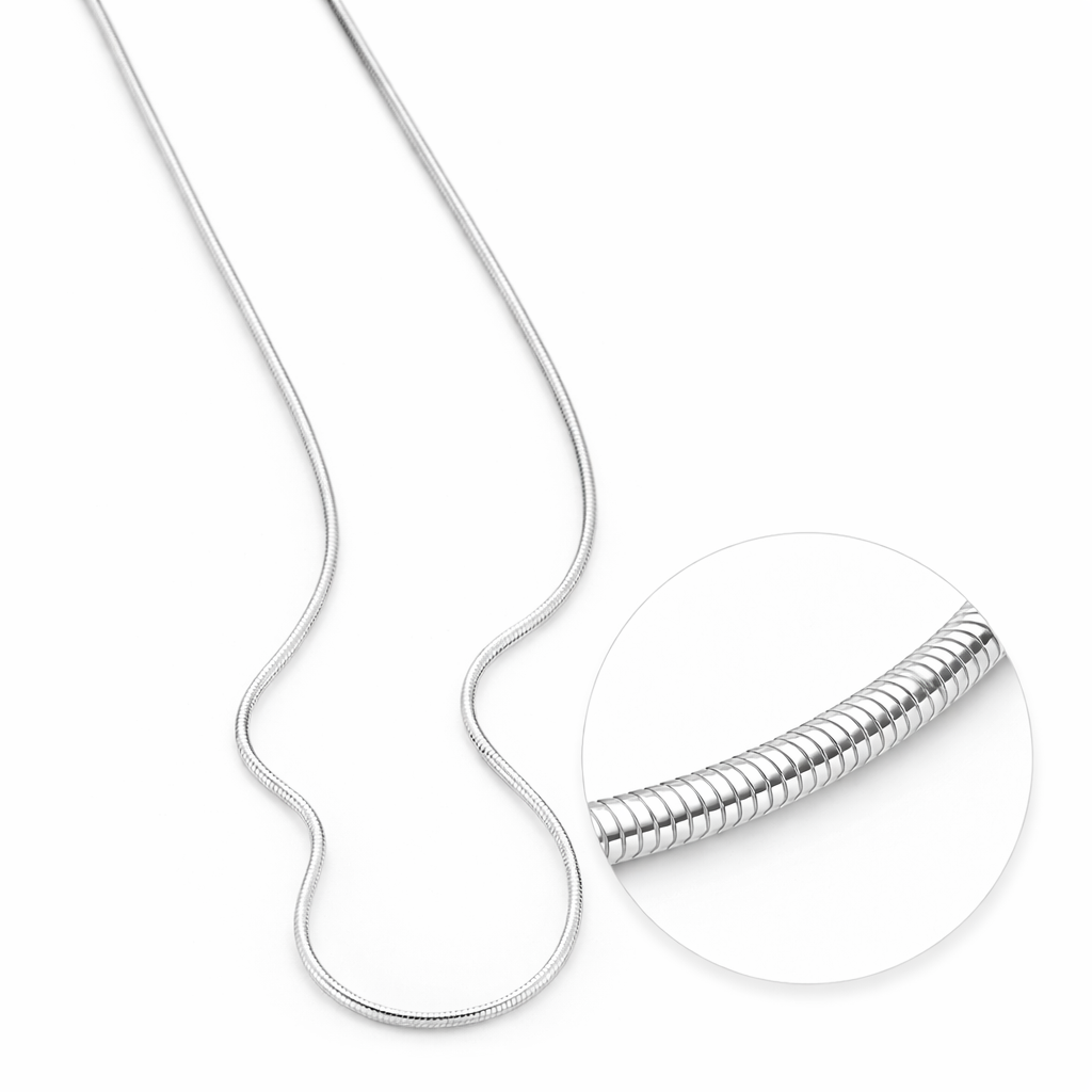 925 Sterling Silver Snake Chain 0.90mm – Jewellery Chain (Sold Per Inch)