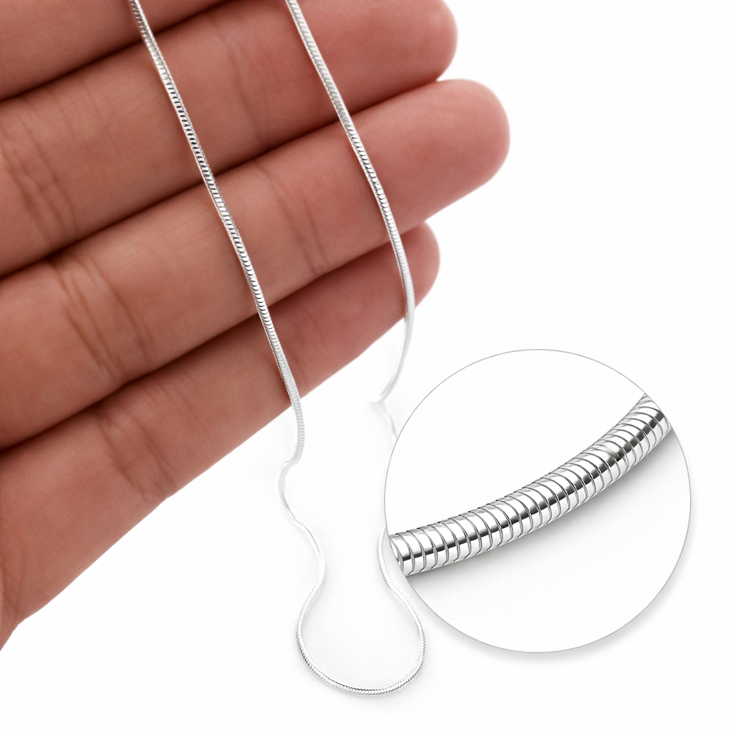 925 Sterling Silver Snake Chain 0.90mm – Jewellery Chain (Sold Per Inch)