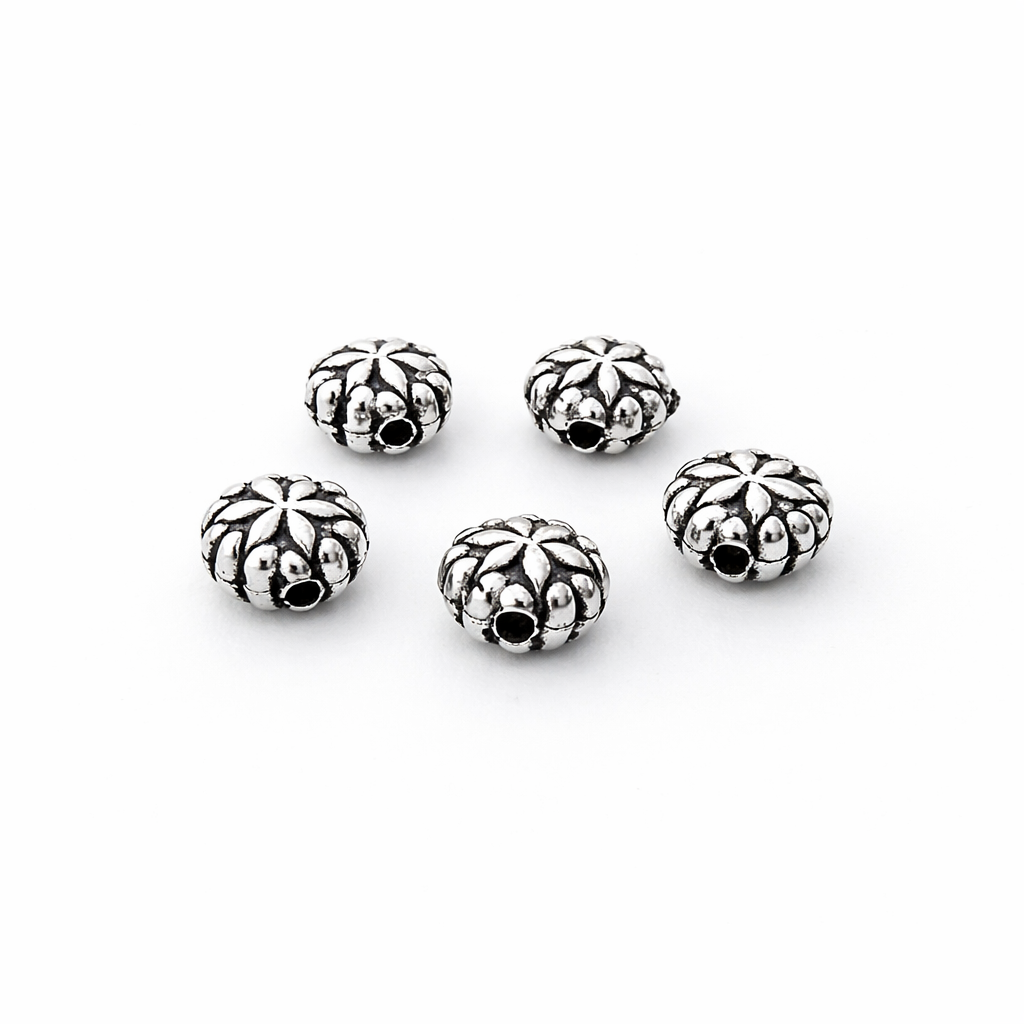 925 Sterling Silver Lotus Dome Spacer Bead – 6mm Jewelry Making Bead