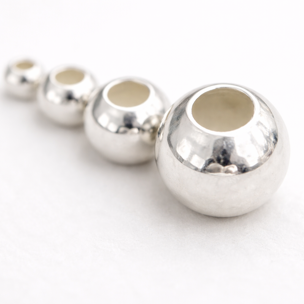 925 Sterling Silver Seamless Balls – Jewellery Finding (2 Pcs)