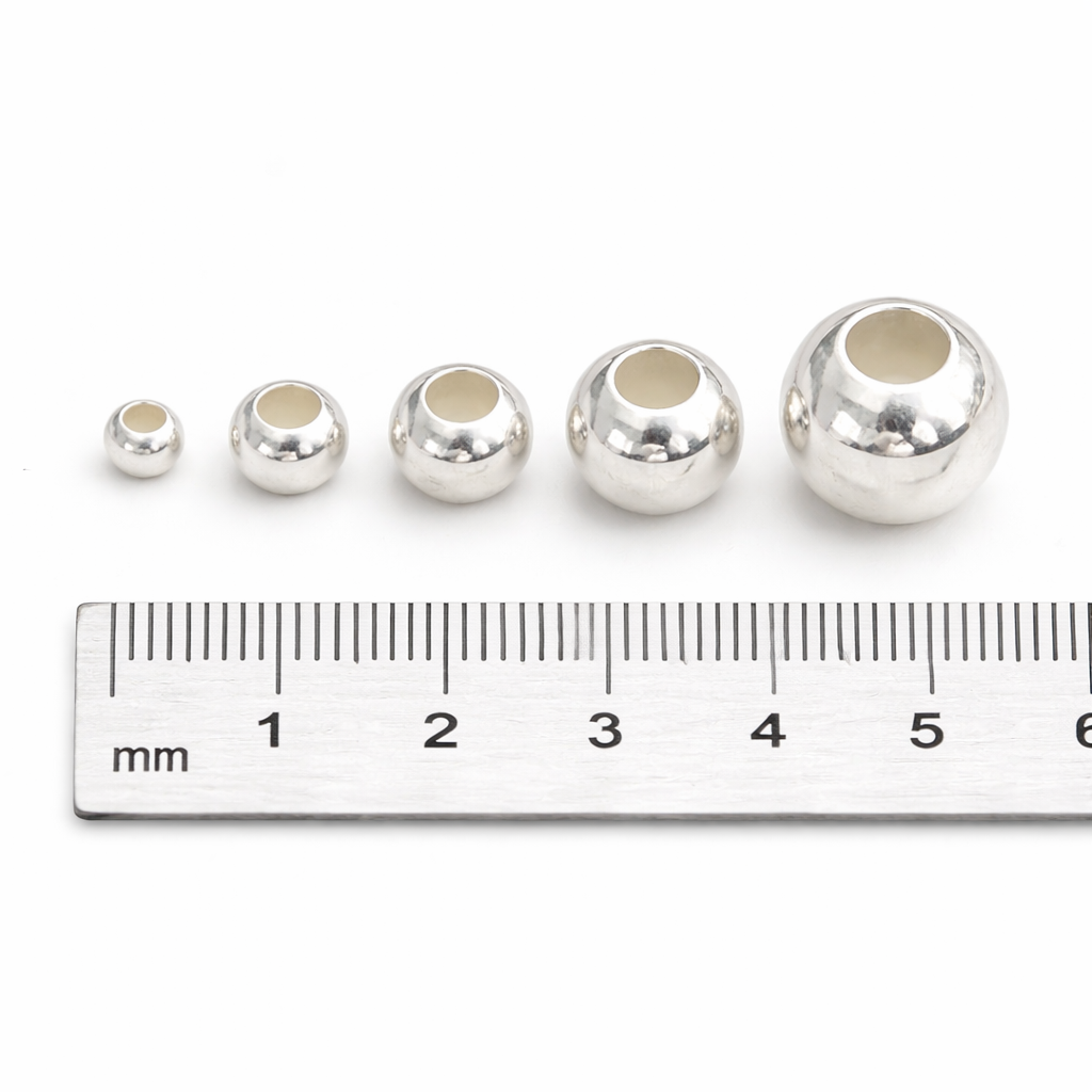 925 Sterling Silver Seamless Balls – Jewellery Finding (2 Pcs)