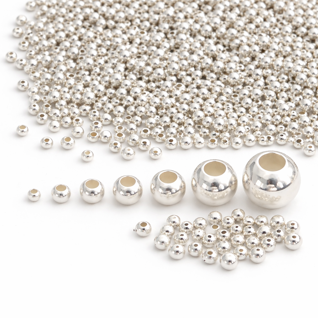 925 Sterling Silver Seamless Balls – Jewellery Finding (2 Pcs)