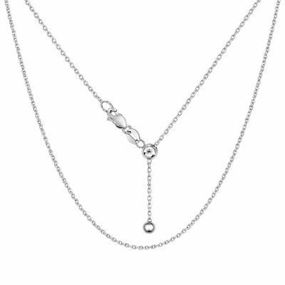 92.5 Sterling Silver Adjustable Cable Chain O.35mm Wire Necklace with Silicon Slider Ball & Lobster Clasp (16–22 Inch, Silver/Rose Gold/Yellow Gold)