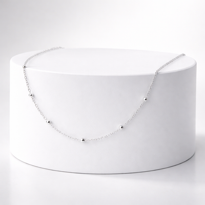 925 Sterling Silver Beaded Chain Necklace – Minimalist Luxury Everyday Chain