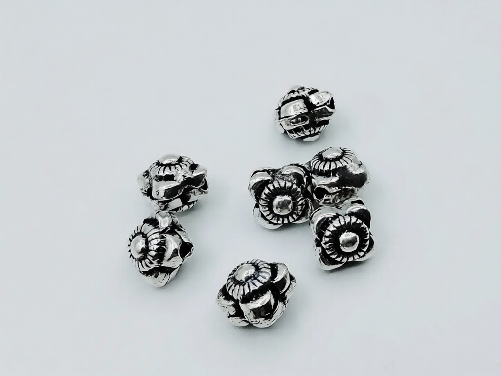 925 Sterling Silver Antique Flower Spacer Bead – 6mm Jewelry Making Bead