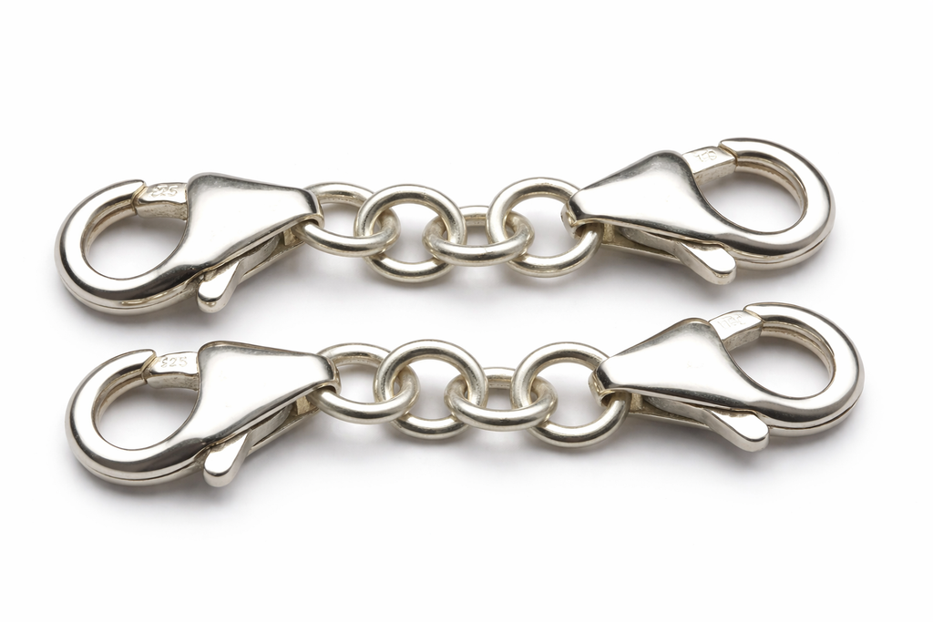 925 Sterling Silver Double Lobster Clasp Extender 3cm | 8mm Double Lock Bracelet Necklace Connector
