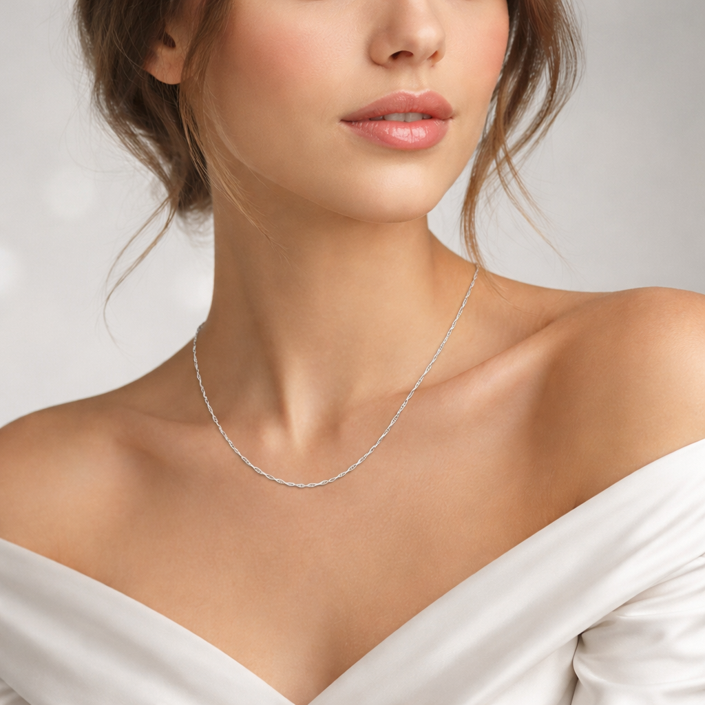 925 Sterling Silver Rope Chain Necklace – Delicate Thin Minimal Chain for Everyday Wear