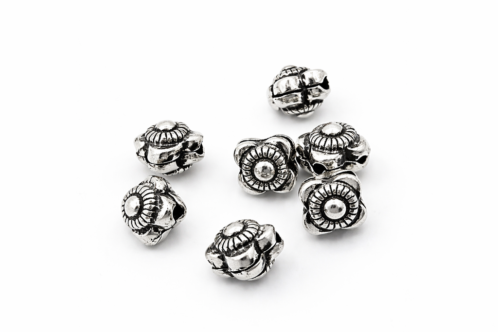 925 Sterling Silver Antique Flower Spacer Bead – 6mm Jewelry Making Bead