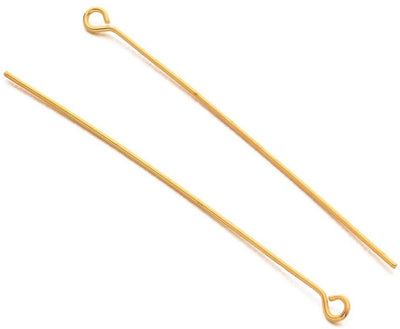 50mm Eye Pins for Jewelry Making – Gold, Silver & Rose Gold Plated Copper | Beading Findings