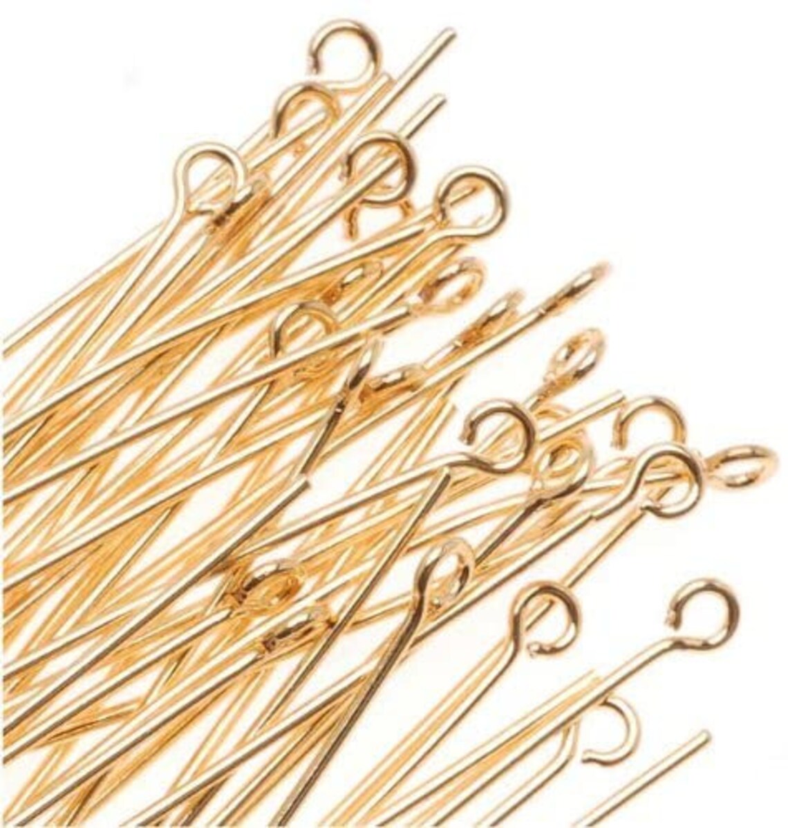 50mm Eye Pins for Jewelry Making – Gold, Silver & Rose Gold Plated Copper | Beading Findings