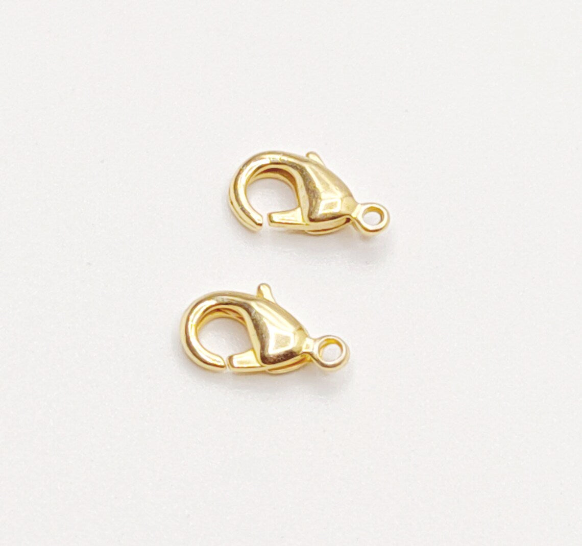 12mm Lobster Clasp – Gold, Silver, Rose Gold & Bare Brass | Jewelry Making Findings (5 Pcs)