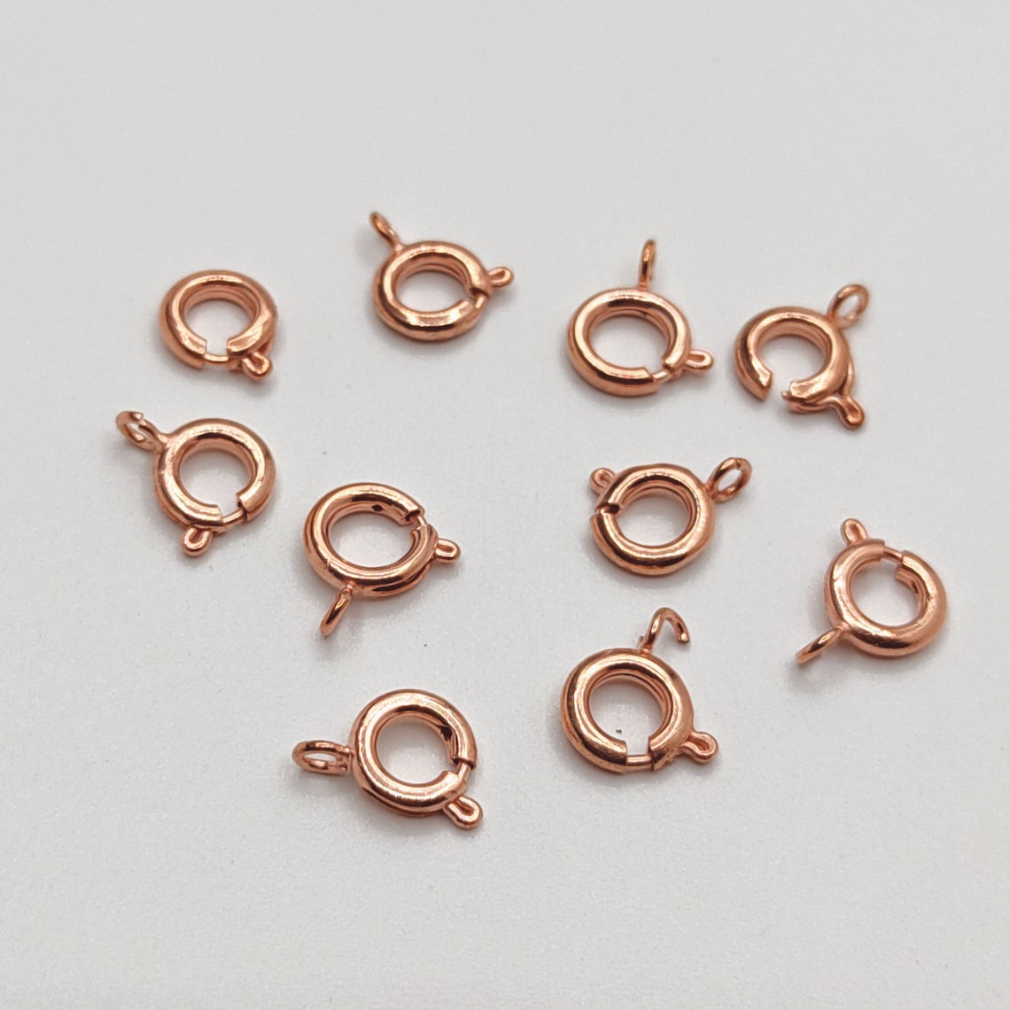 10 PC Spring Ring Clasps – 10x6mm with 6mm Jump Ring | Copper Jewelry Findings