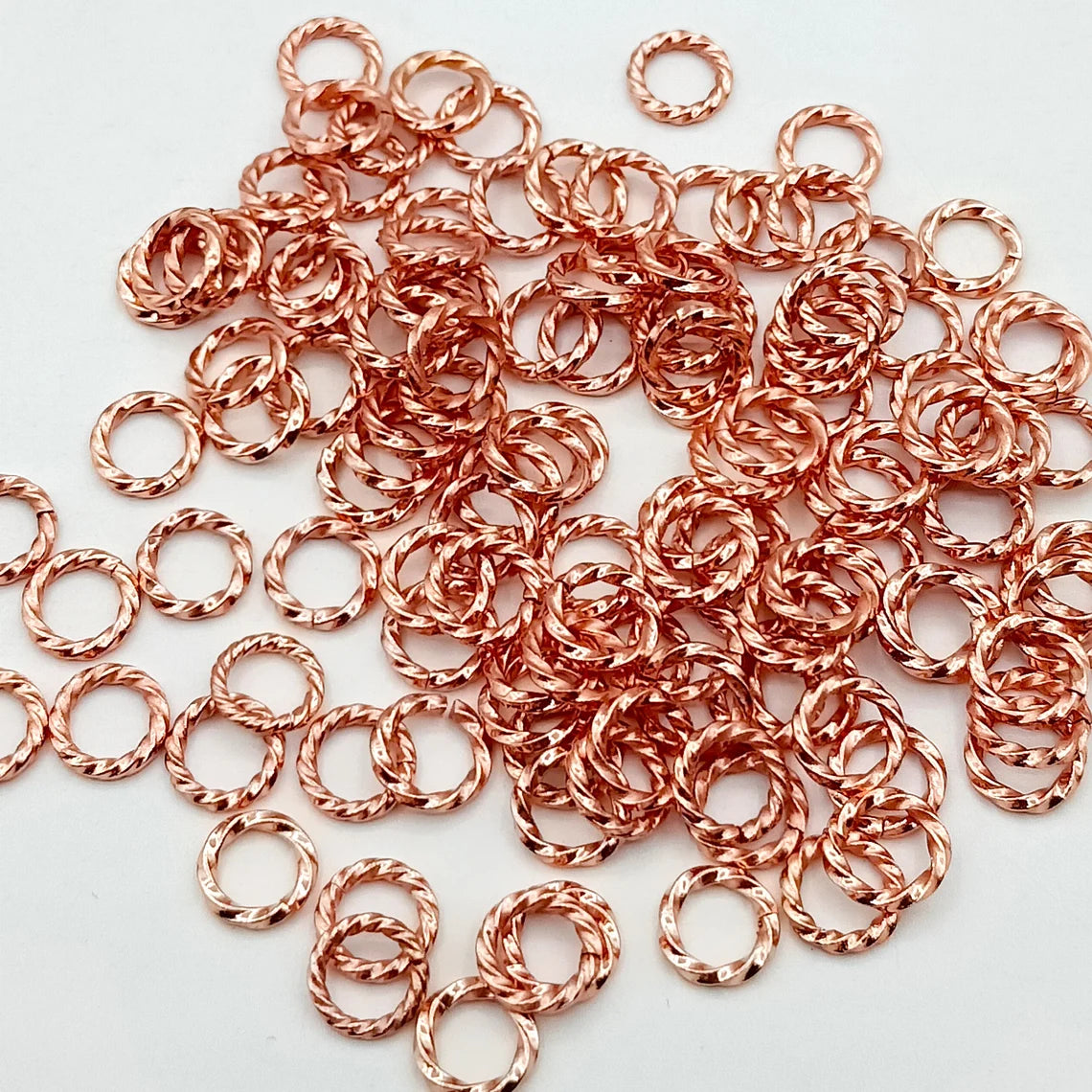 7mm Copper Twisted Closed Jump Rings – Gold / Silver / Rose Gold Plated | Jewelry Making Findings | Nickel Free (Copy)