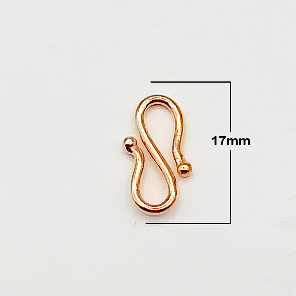 S Hook Lock Clasp – Gold, Silver & Rose Gold Plated Copper | Jewelry Making Findings (17mm, 2 Pcs)