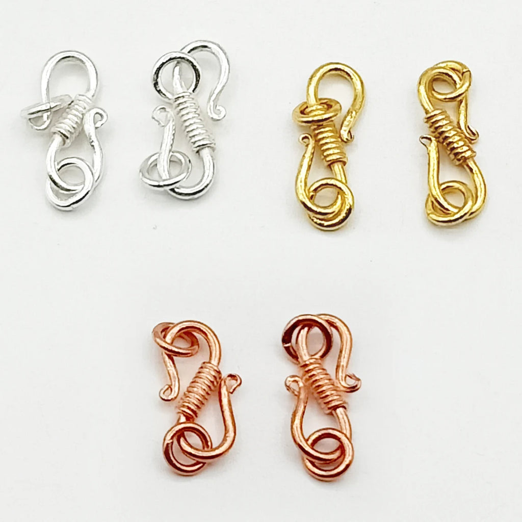 S Hook Lock Clasp with Jump Ring – Gold, Silver & Rose Gold Plated | Jewelry Making Findings (2 Pcs)