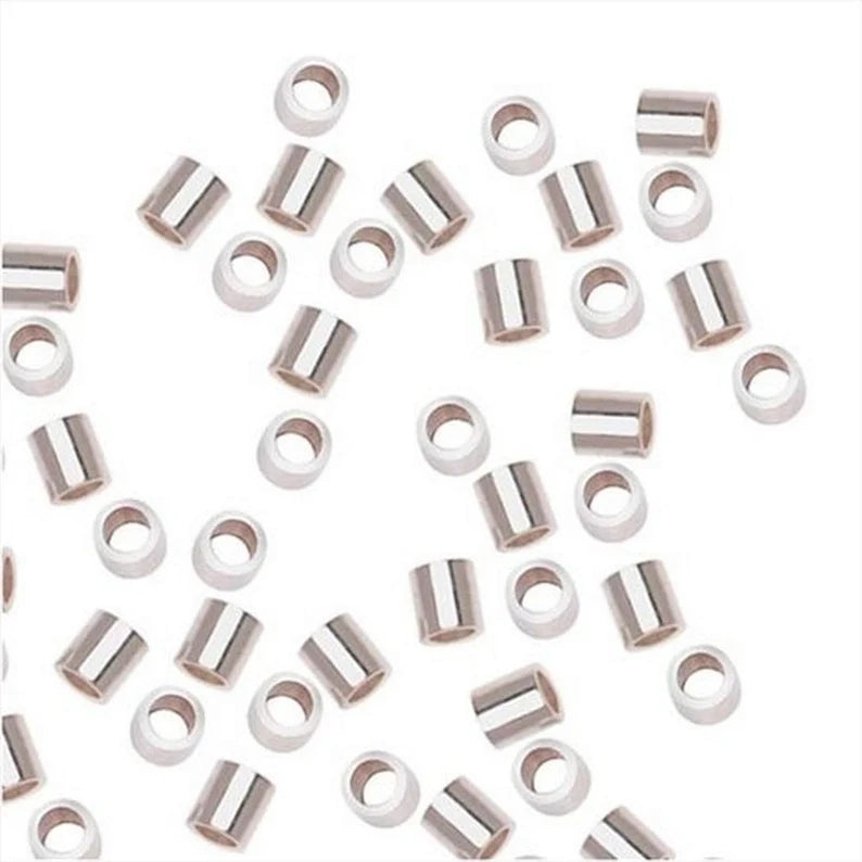 2mm Crimp Tubes – Silver Plated & E-Coated | Jewelry Making Crimp Beads