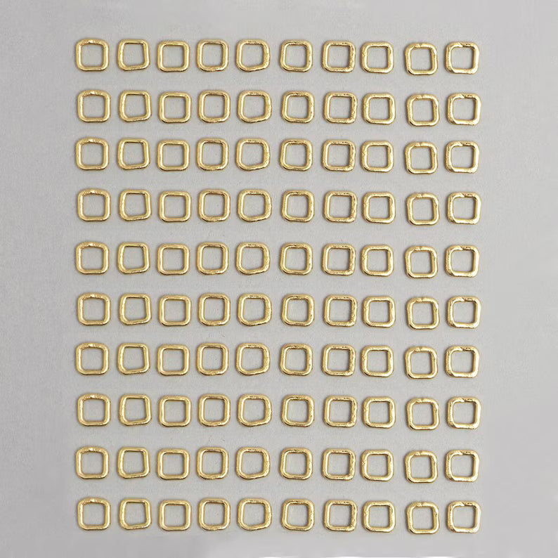 7mm Square Shape Closed Jump Rings – Gold / Silver / Rose Gold Plated | Jewelry Making Findings | Nickel Free
