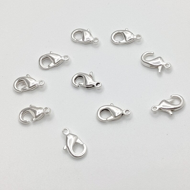 12mm Lobster Clasp – Gold, Silver, Rose Gold & Bare Brass | Jewelry Making Findings (5 Pcs)