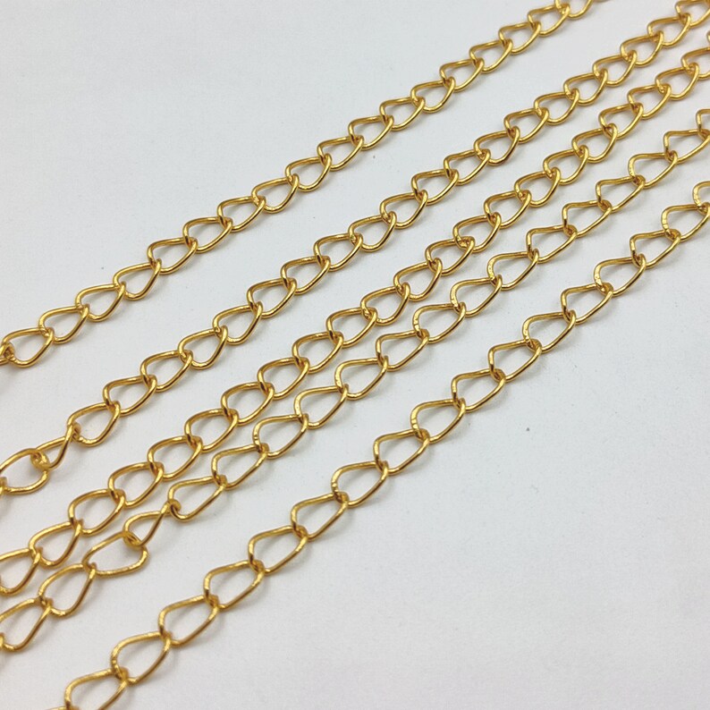Flat Curb Extender Chain 3x4mm – Gold, Silver & Rose Gold Plated Copper | Jewelry Making Chain (1 Meter)