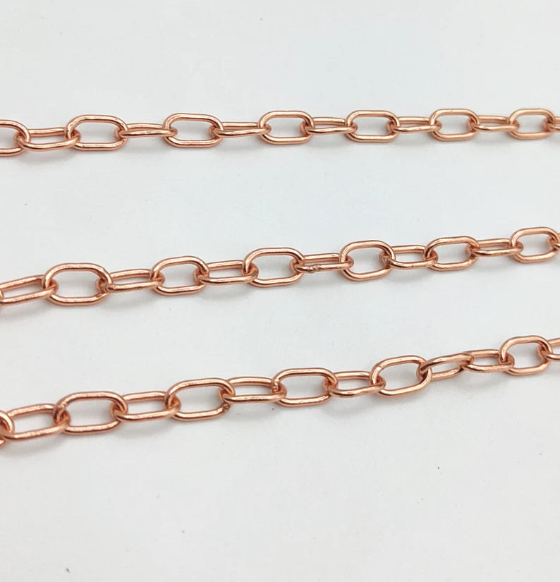 Oval Link Chain 4×6mm – Gold, Silver & Rose Gold Plated Copper | Jewelry Making Chain (1 Meter)