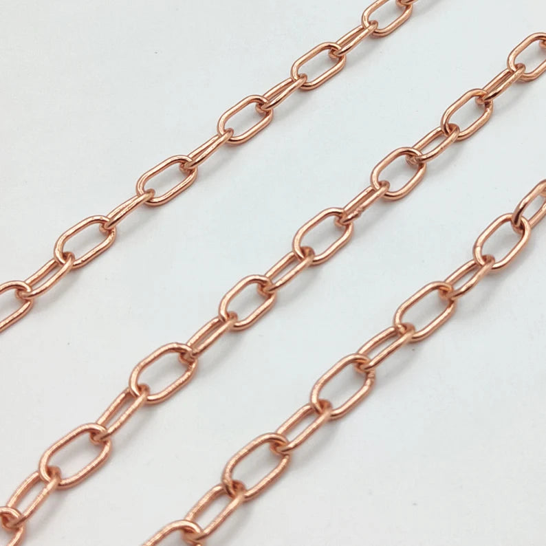 Oval Link Chain 4×6mm – Gold, Silver & Rose Gold Plated Copper | Jewelry Making Chain (1 Meter)