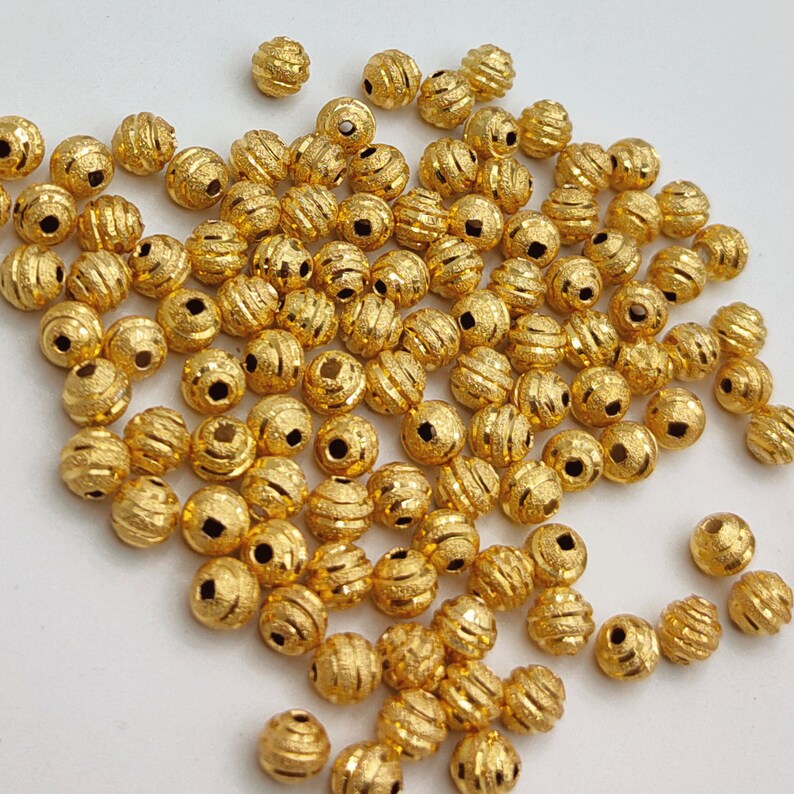 5mm CNC Designer Spacer Beads – Gold Silver Rose Gold Plated Brass Beads, Jewelry Making Supplies, Bulk Spacer Beads