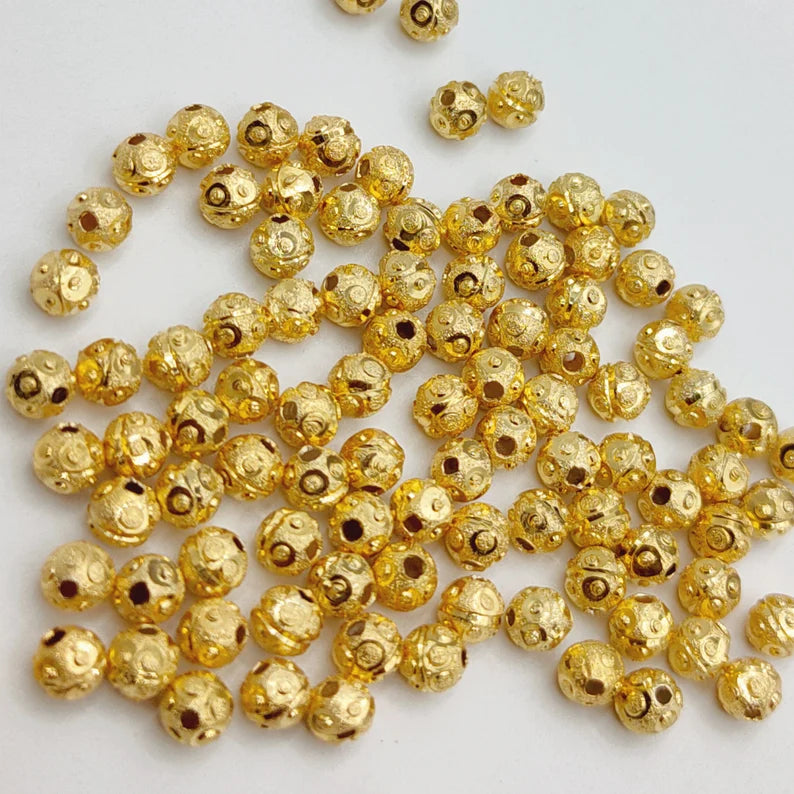 5mm Designer Spacer Beads – Gold Silver Rose Gold Plated Brass Beads, Jewelry Making Supplies, Bulk Spacer Beads