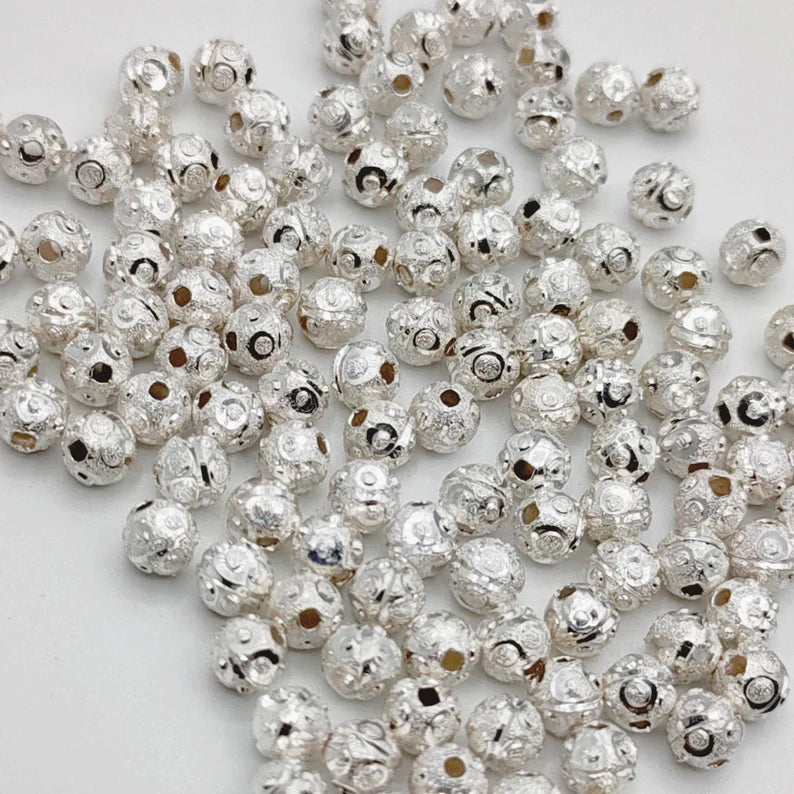 5mm Designer Spacer Beads – Gold Silver Rose Gold Plated Brass Beads, Jewelry Making Supplies, Bulk Spacer Beads