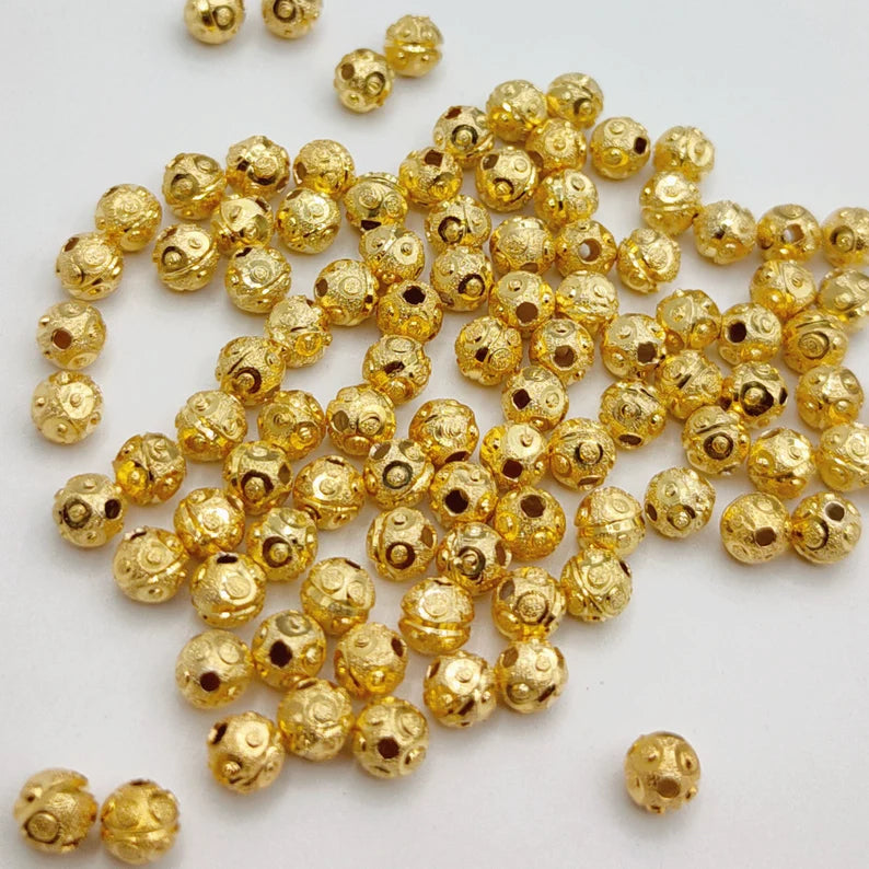 5mm Designer Spacer Beads – Gold Silver Rose Gold Plated Brass Beads, Jewelry Making Supplies, Bulk Spacer Beads