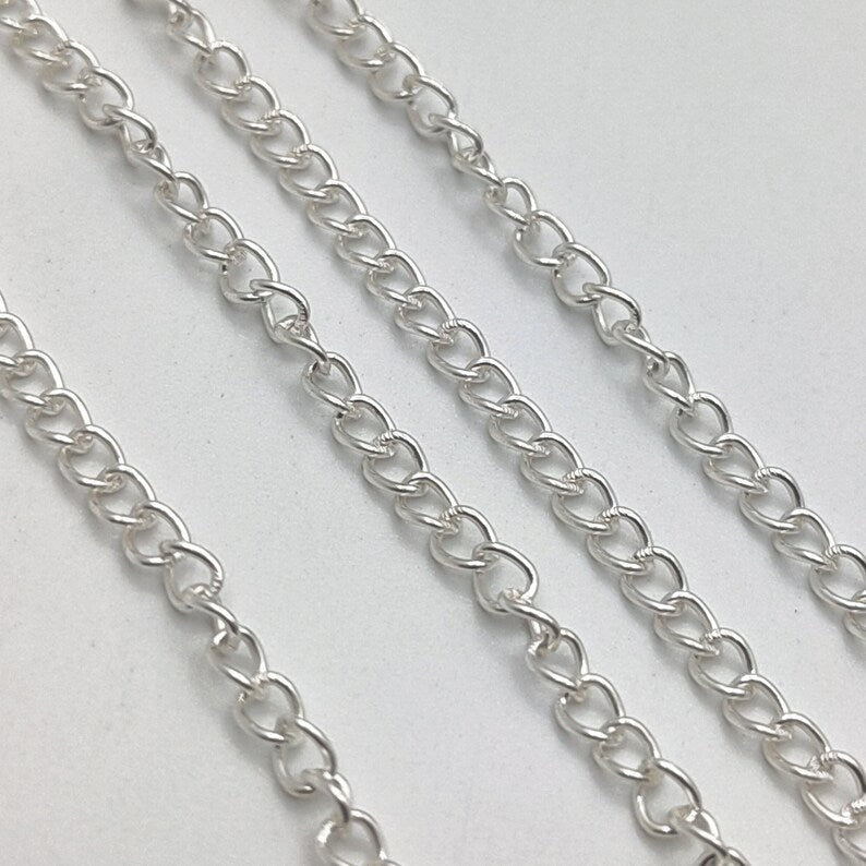 Flat Curb Extender Chain 2.5×3mm – Gold, Silver & Rose Gold Plated Copper | Jewelry Making Chain (1 Meter)