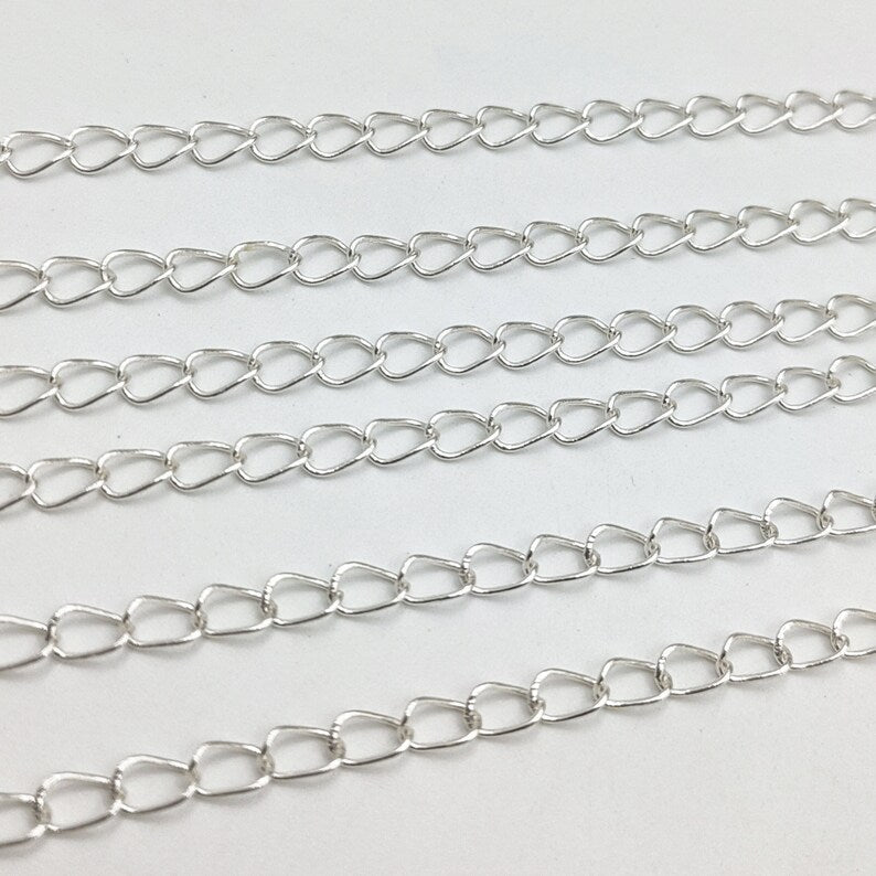 Flat Curb Extender Chain 3x4mm – Gold, Silver & Rose Gold Plated Copper | Jewelry Making Chain (1 Meter)