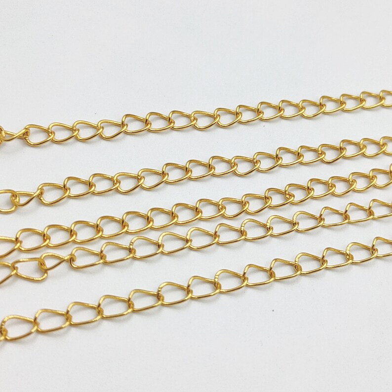 Flat Curb Extender Chain 3x4mm – Gold, Silver & Rose Gold Plated Copper | Jewelry Making Chain (1 Meter)