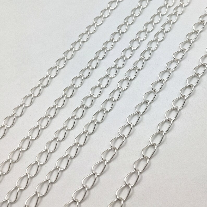 Flat Curb Extender Chain 3x4mm – Gold, Silver & Rose Gold Plated Copper | Jewelry Making Chain (1 Meter)