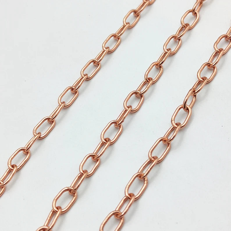 Oval Link Chain 4×6mm – Gold, Silver & Rose Gold Plated Copper | Jewelry Making Chain (1 Meter)