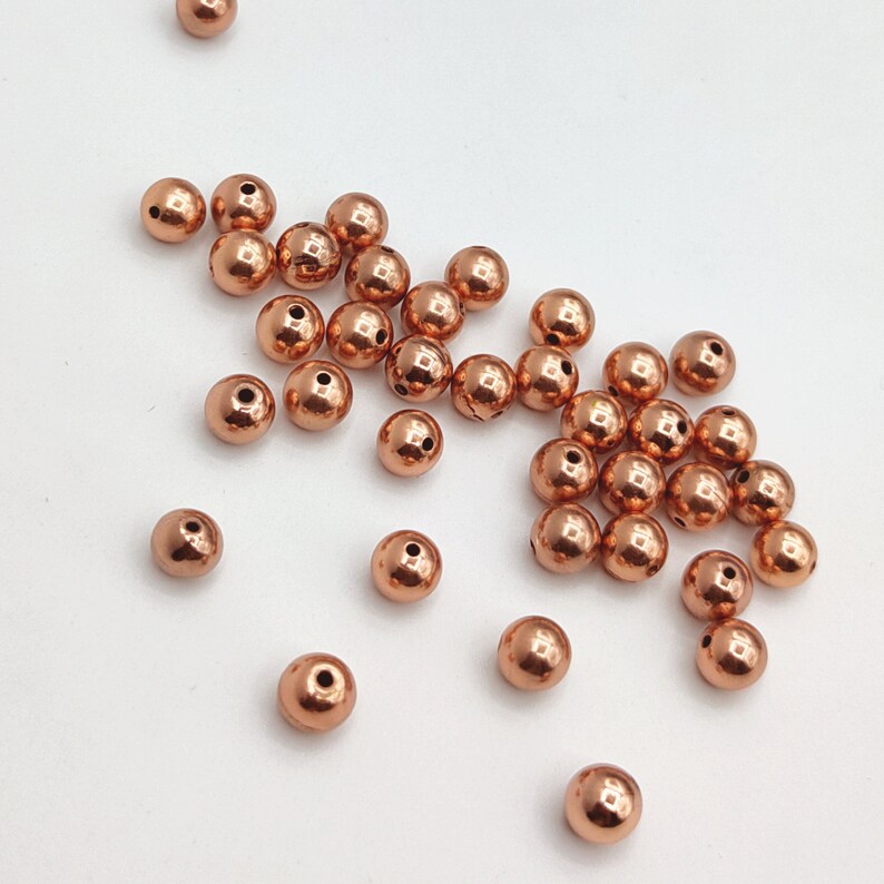 6mm Ball Spacer Beads – Gold Silver Rose Gold Black Plated Copper Beads, Jewelry Making Supplies, Round Spacer Beads