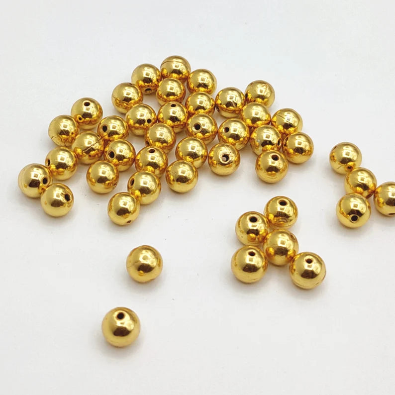 6mm Ball Spacer Beads – Gold Silver Rose Gold Black Plated Copper Beads, Jewelry Making Supplies, Round Spacer Beads