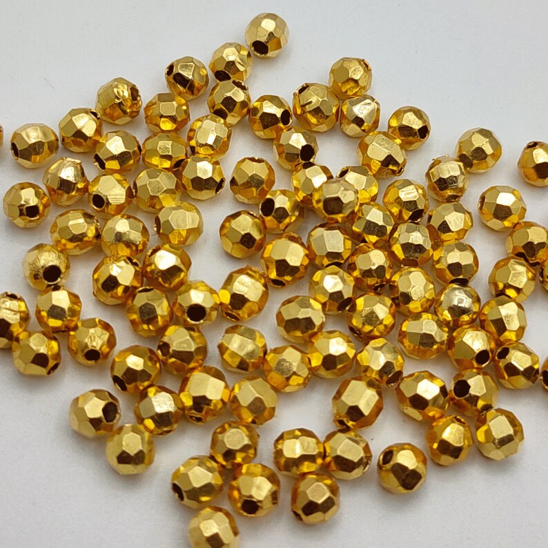 5mm Faceted Spacer Beads – Gold Silver Rose Gold Plated Brass Beads, Jewelry Making Supplies, Spacer Beads Bulk
