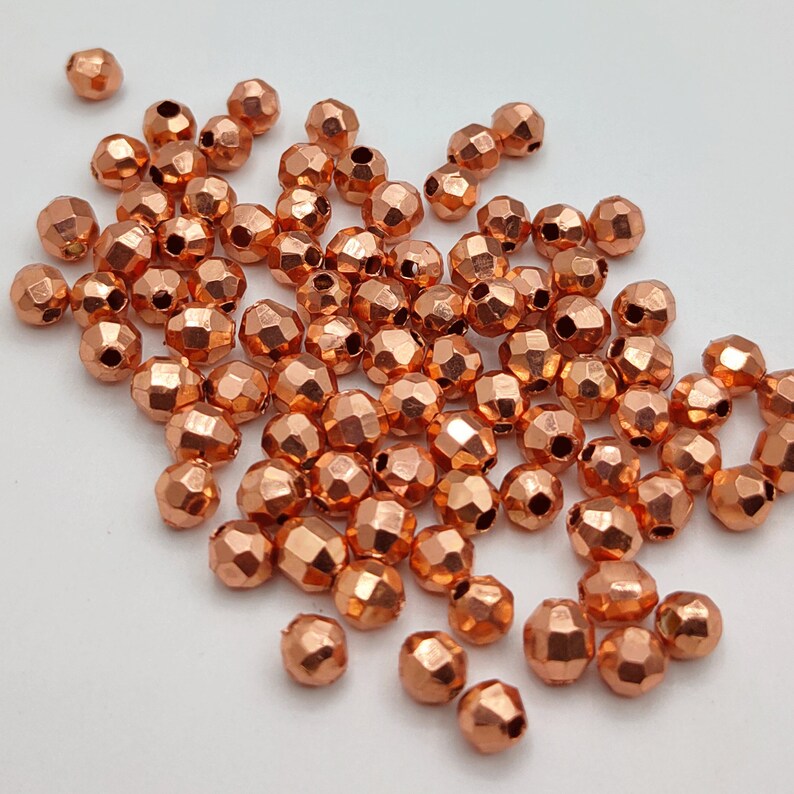 5mm Faceted Spacer Beads – Gold Silver Rose Gold Plated Brass Beads, Jewelry Making Supplies, Spacer Beads Bulk