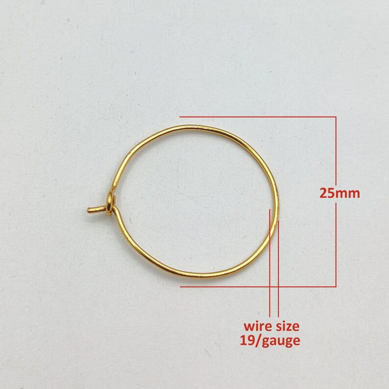 25mm Earring Hoop Findings – Gold, Silver & Rose Gold Plated Copper | 19 Gauge