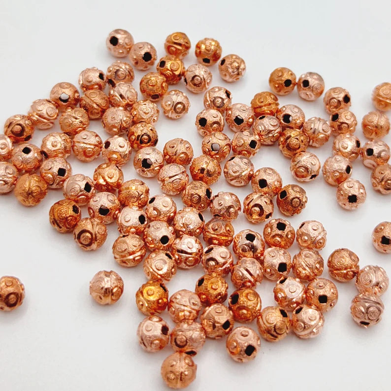 5mm Designer Spacer Beads – Gold Silver Rose Gold Plated Brass Beads, Jewelry Making Supplies, Bulk Spacer Beads
