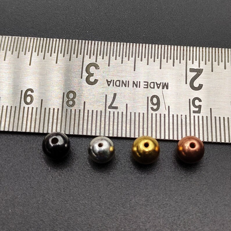 6mm Ball Spacer Beads – Gold Silver Rose Gold Black Plated Copper Beads, Jewelry Making Supplies, Round Spacer Beads