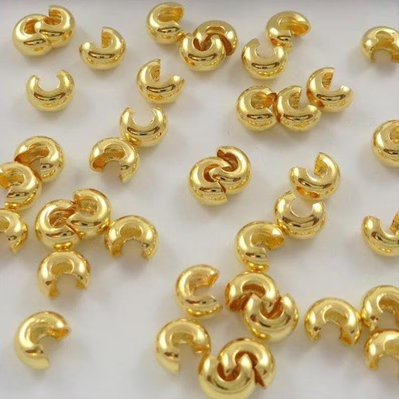 5mm Crimp Covers – Gold, Silver, Rose Gold & Black Plated | Jewelry Making Findings