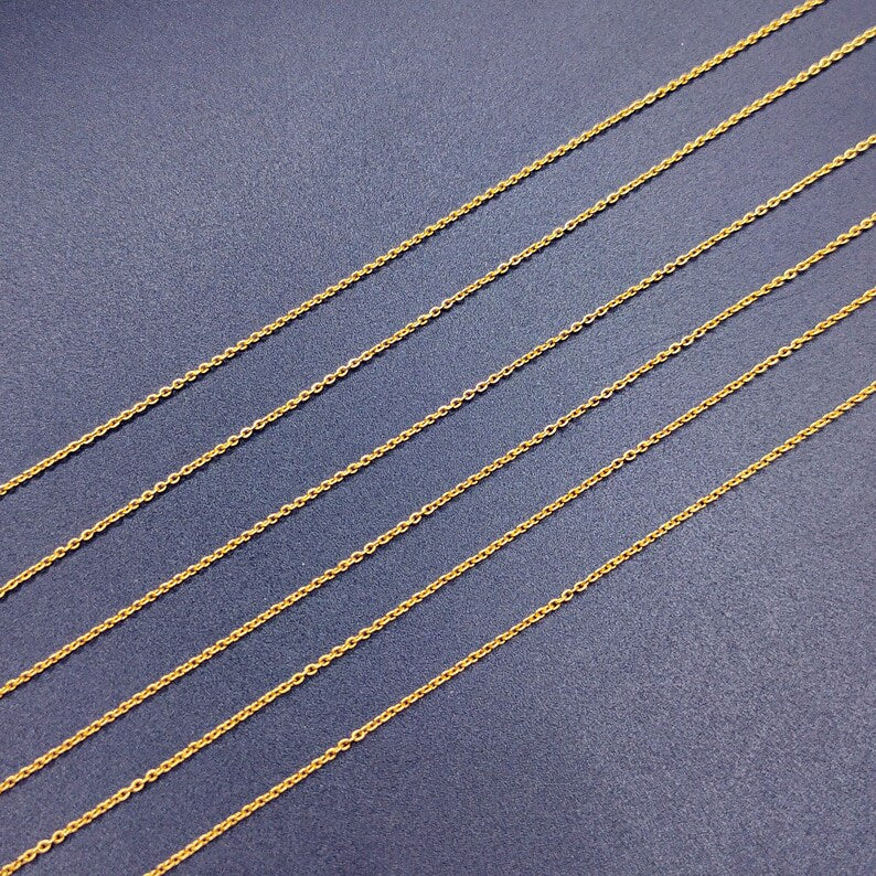 Flat Oval Link Chain 1.25mm – Gold Silver Rose Gold Plated Chain, Copper Jewelry Chain, Necklace Chain, Jewelry Making Supplies